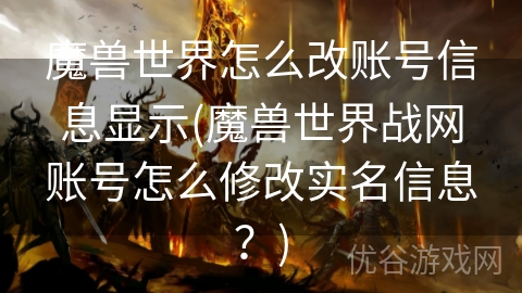 魔兽世界怎么改账号信息显示(魔兽世界战网账号怎么修改实名信息？)