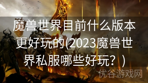 魔兽世界目前什么版本更好玩的(2023魔兽世界私服哪些好玩？)