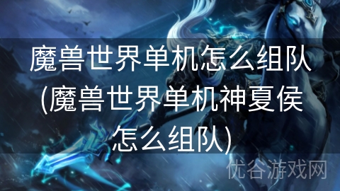 魔兽世界单机怎么组队(魔兽世界单机神夏侯怎么组队)