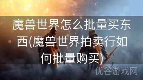 魔兽世界怎么批量买东西(魔兽世界拍卖行如何批量购买)