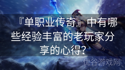 『单职业传奇』中有哪些经验丰富的老玩家分享的心得？