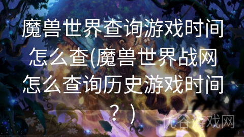 魔兽世界查询游戏时间怎么查(魔兽世界战网怎么查询历史游戏时间？)