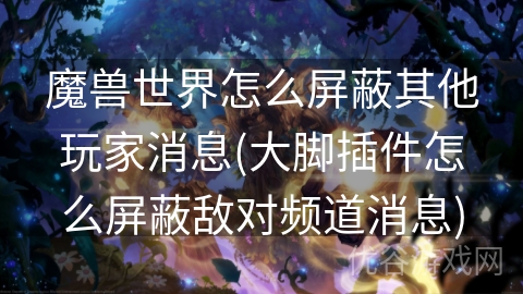 魔兽世界怎么屏蔽其他玩家消息(大脚插件怎么屏蔽敌对频道消息)