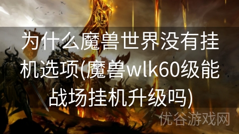 为什么魔兽世界没有挂机选项(魔兽wlk60级能战场挂机升级吗)