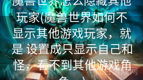 魔兽世界怎么隐藏其他玩家(魔兽世界如何不显示其他游戏玩家，就是 设置成只显示自己和怪，看不到其他游戏角色。)