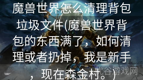 魔兽世界怎么清理背包垃圾文件(魔兽世界背包的东西满了，如何清理或者扔掉，我是新手，现在森金村。)