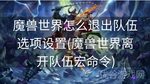 魔兽世界怎么退出队伍选项设置(魔兽世界离开队伍宏命令)