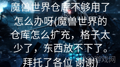 魔兽世界仓库不够用了怎么办呀(魔兽世界的仓库怎么扩充，格子太少了，东西放不下了。拜托了各位 谢谢)