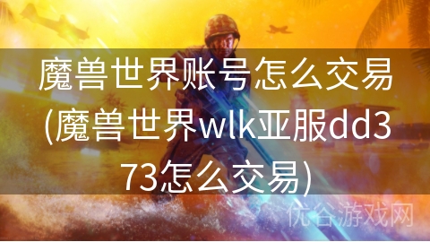 魔兽世界账号怎么交易(魔兽世界wlk亚服dd373怎么交易)