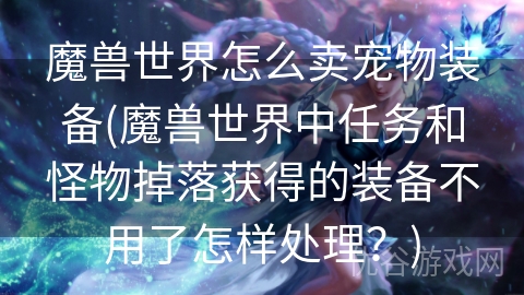 魔兽世界怎么卖宠物装备(魔兽世界中任务和怪物掉落获得的装备不用了怎样处理？)