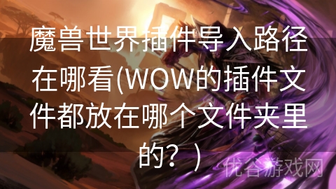 魔兽世界插件导入路径在哪看(WOW的插件文件都放在哪个文件夹里的？)