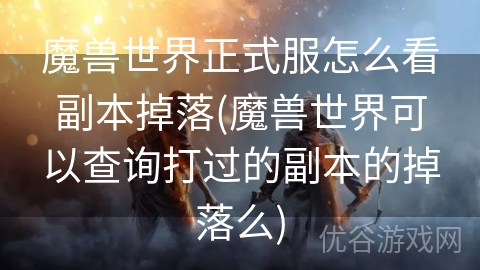 魔兽世界正式服怎么看副本掉落(魔兽世界可以查询打过的副本的掉落么)