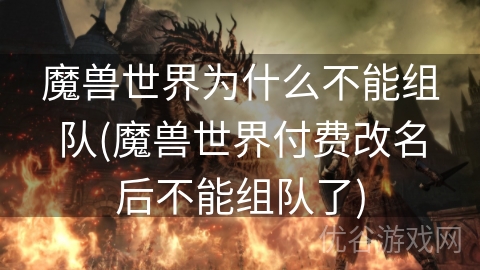 魔兽世界为什么不能组队(魔兽世界付费改名后不能组队了)