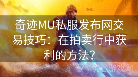 奇迹MU私服发布网交易技巧：在拍卖行中获利的方法？