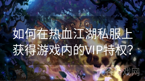 如何在热血江湖私服上获得游戏内的VIP特权？