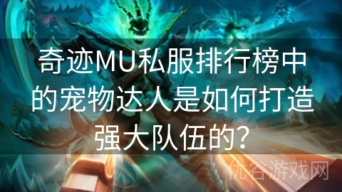 奇迹MU私服排行榜中的宠物达人是如何打造强大队伍的？