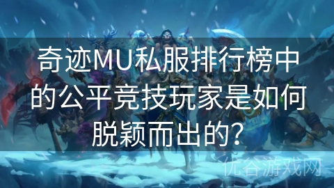 奇迹MU私服排行榜中的公平竞技玩家是如何脱颖而出的？