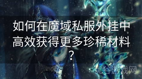 如何在魔域私服外挂中高效获得更多珍稀材料？