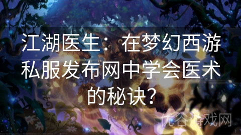 江湖医生：在梦幻西游私服发布网中学会医术的秘诀？