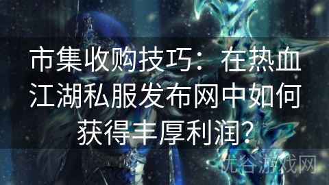 市集收购技巧：在热血江湖私服发布网中如何获得丰厚利润？