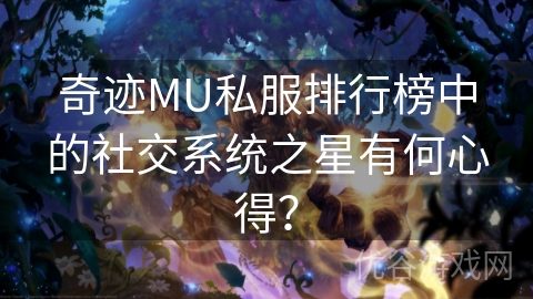 奇迹MU私服排行榜中的社交系统之星有何心得？