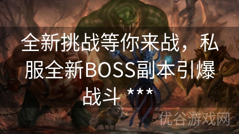 全新挑战等你来战，私服全新BOSS副本引爆战斗 *** 