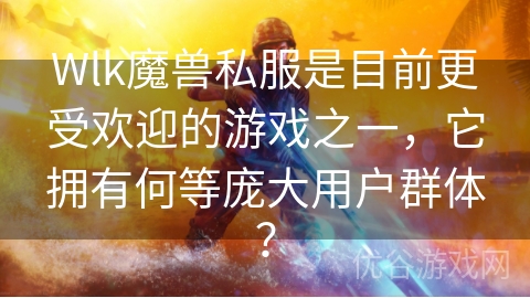 Wlk魔兽私服是目前更受欢迎的游戏之一，它拥有何等庞大用户群体？