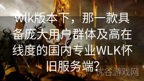 wlk版本下，那一款具备庞大用户群体及高在线度的国内专业WLK怀旧服务端？